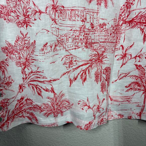 Joie Plus 3X Tropical Hawaiian Linen Top White Beach Resort Vacation Coastal - Picture 4 of 6